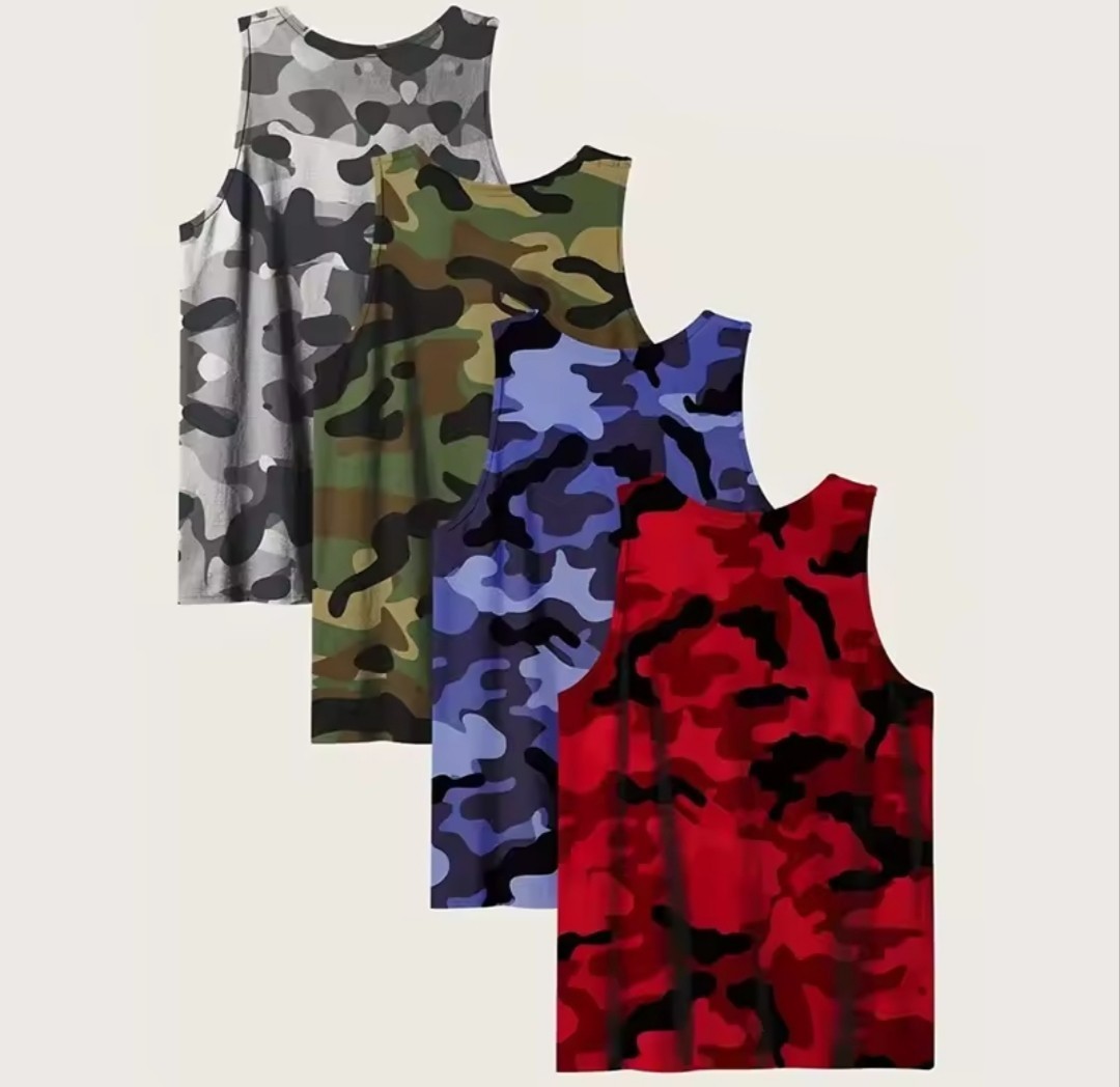 Men's Camo Fitness Tank Top Quick Dry Sleeveless Gym Shirt Tactical Training Tee