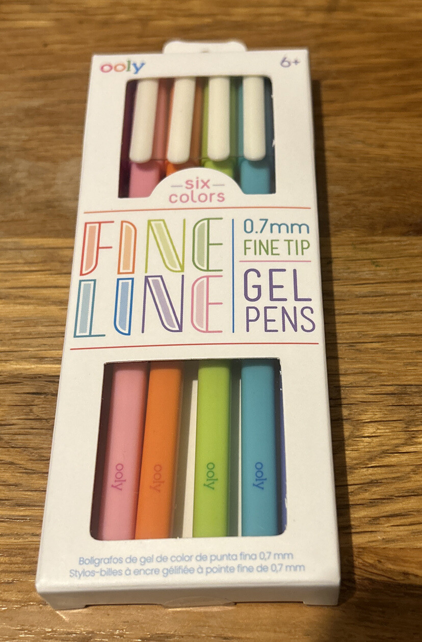 Ooly Fine Line Colored Gel Pen Set of 6 Colors 0.7mm Fine Tip Ages 6+