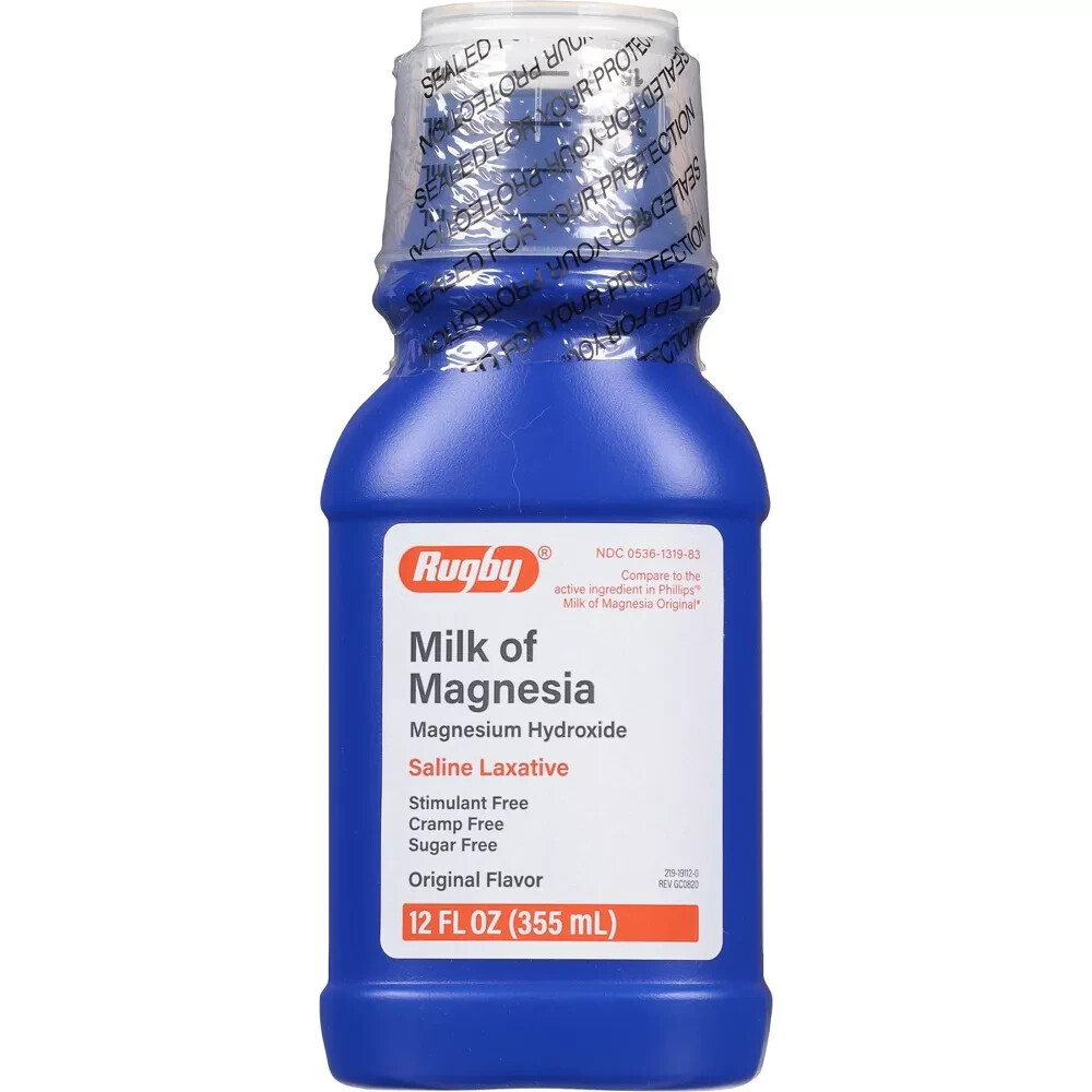 Rugby Milk of Magnesia Saline Laxative Original Flavor Sugar Free, 12 oz