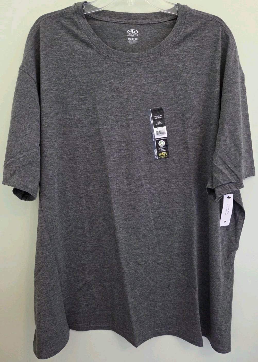 Athletic Works Men's 3XL Moisture Wicking Tee GRAY Tri-Blend T-Shirt #10726
