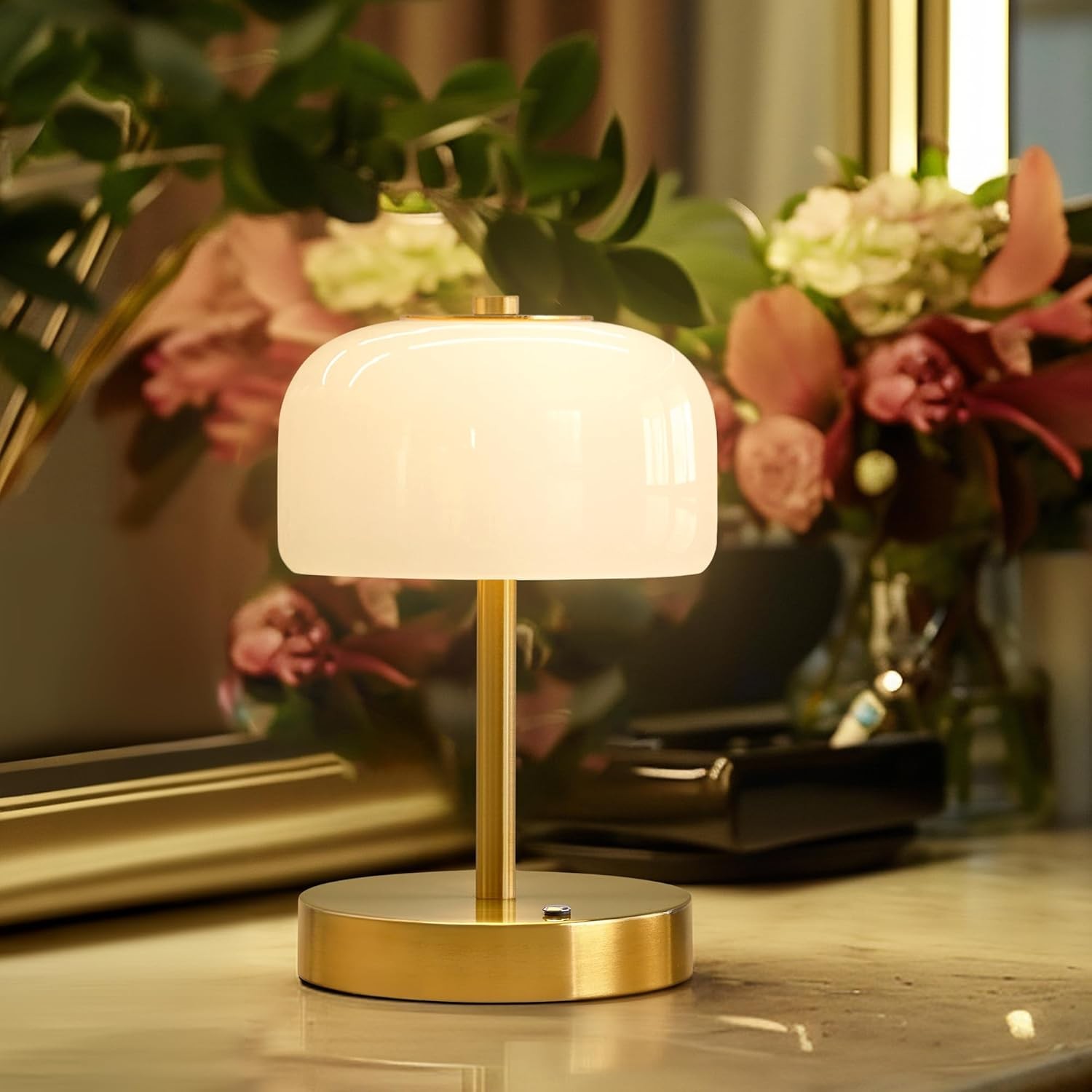 Cordless Rechargeable Table Lamp Touch Dimming Gold