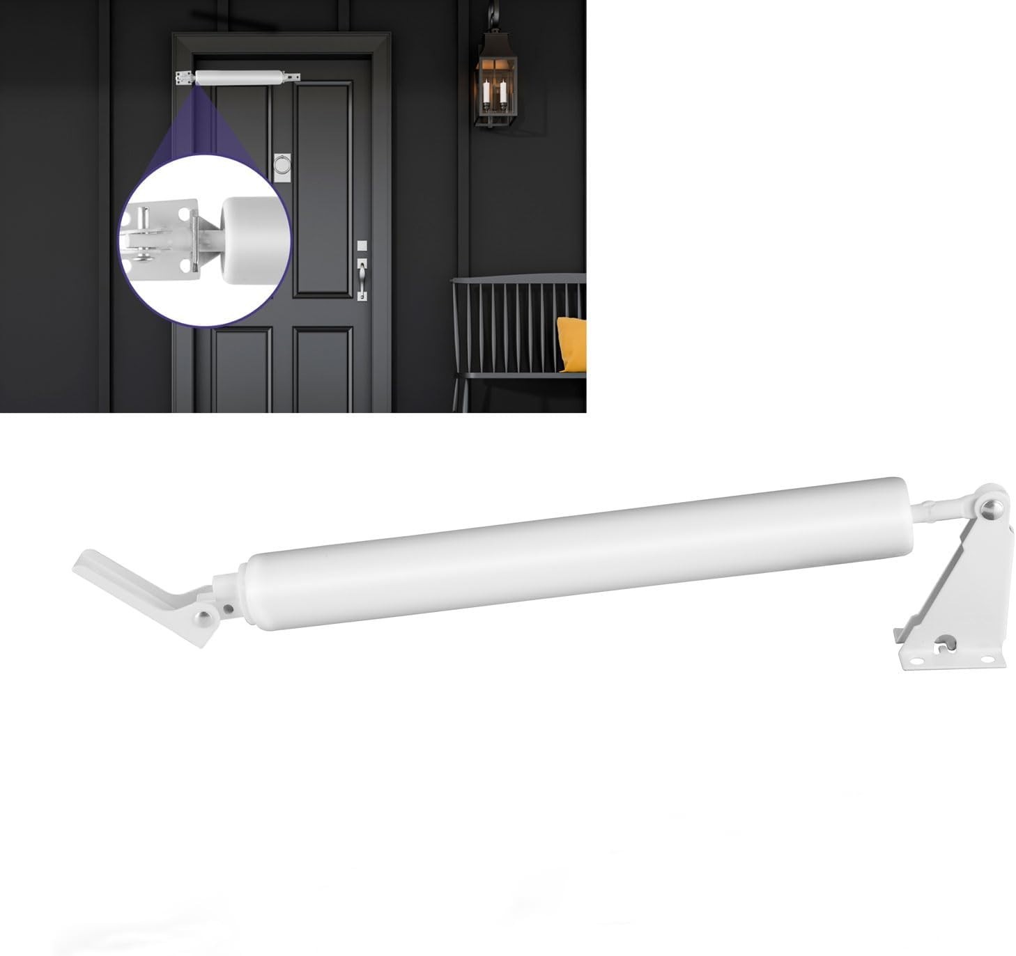 1 Set White Screen Door Closers Storm Heavy Duty Shock Adjustable Cushion Speed