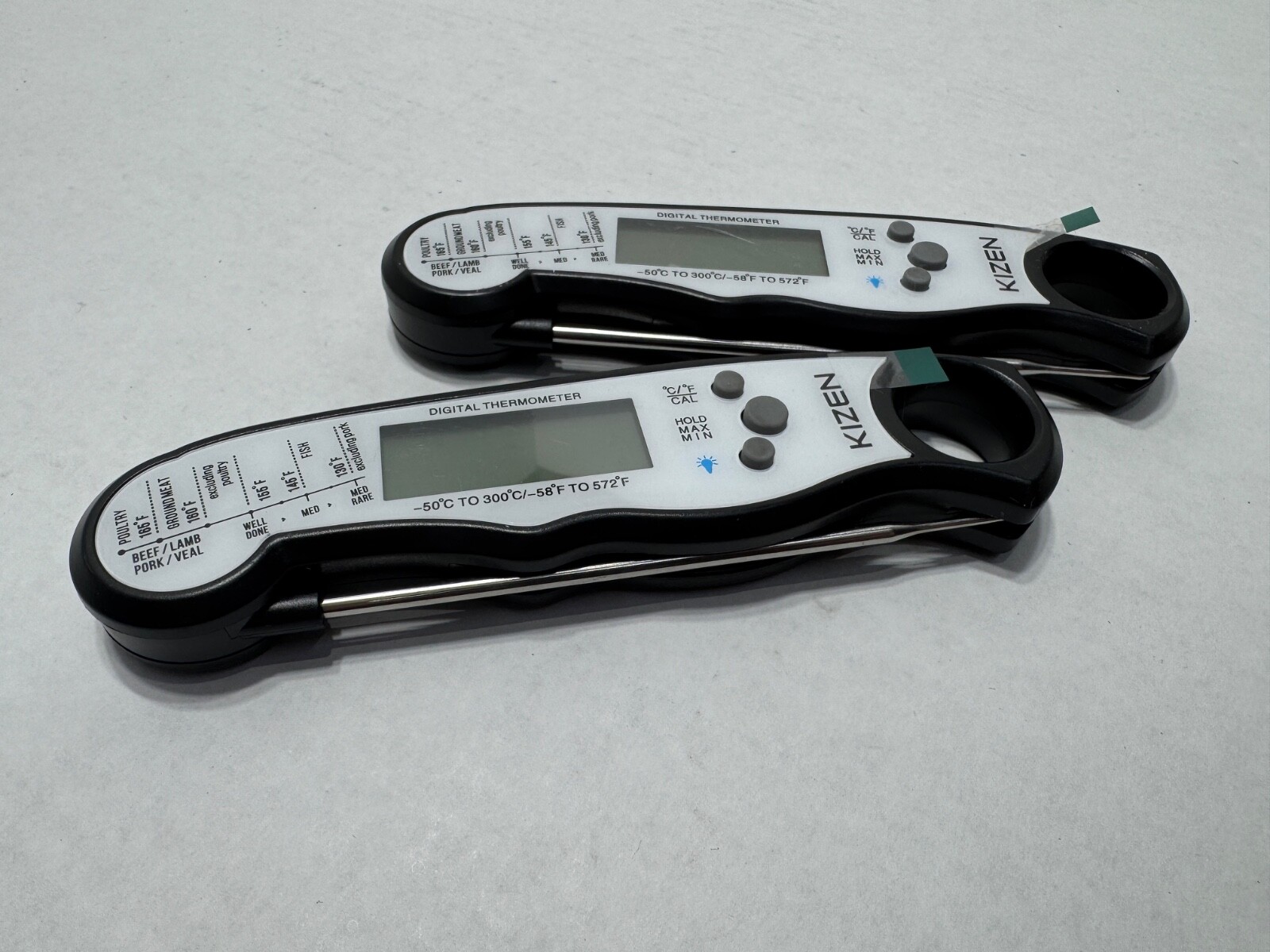 [2-PACK] KIZEN WATERPROOF INSTANT READ LCD DISPLAY PROBE FOOD THERMOMETER - [OB]