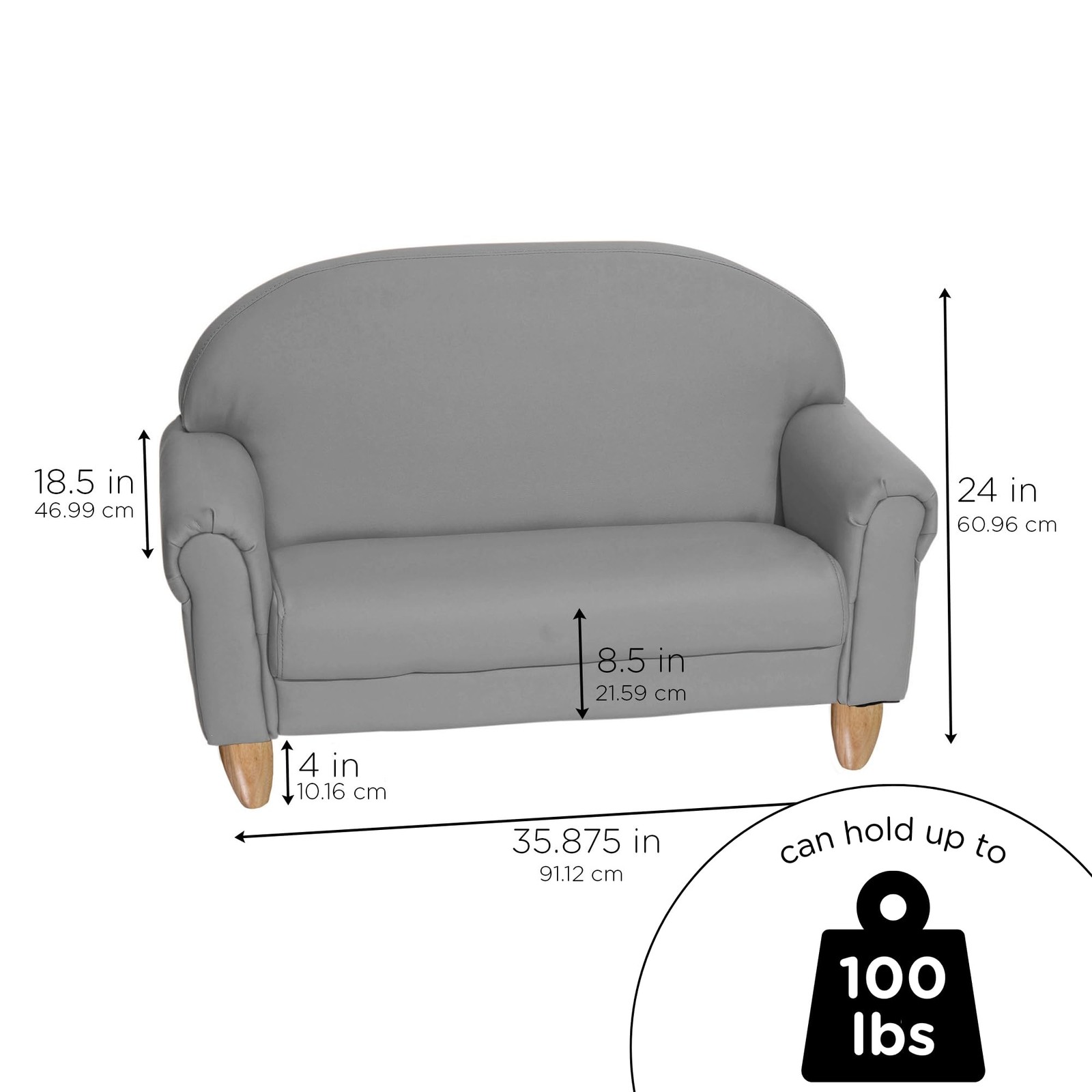 As We Grow Sofa, Gray, CF805-314, Playroom Couch, Daycare Furniture, Kids Sea...