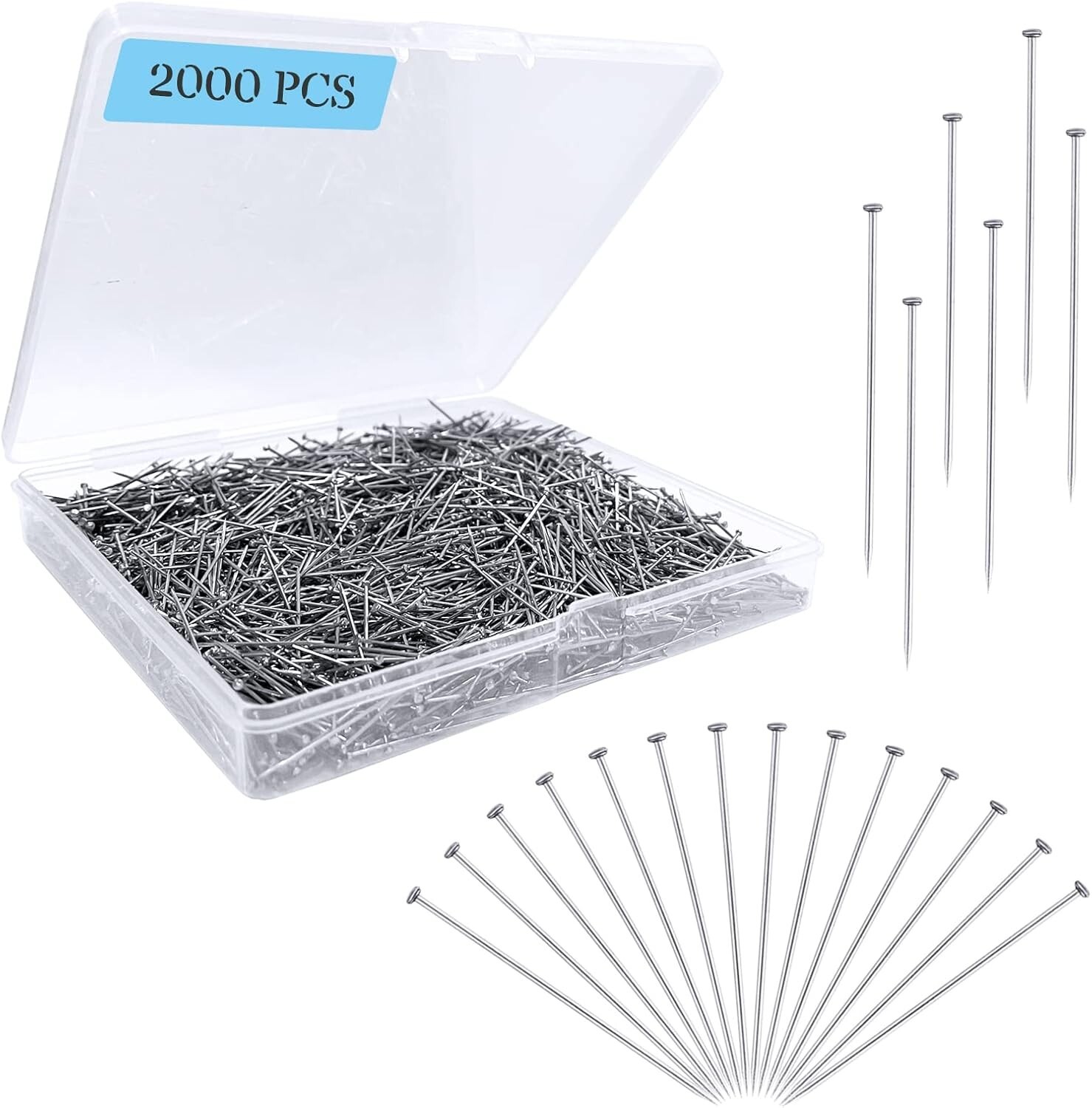 500/2000PCS Straight Pins for Crafts, Sewing Pins for Fabric Dressmaker Pins,