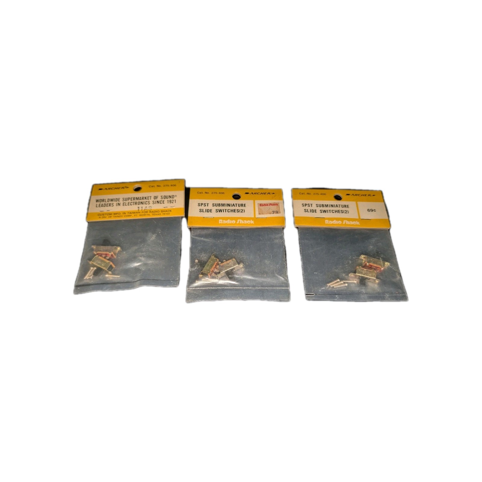 6 Packs Vintage Radio Shack Archer 275-406 Subminiature Slide Switches SPST NOS