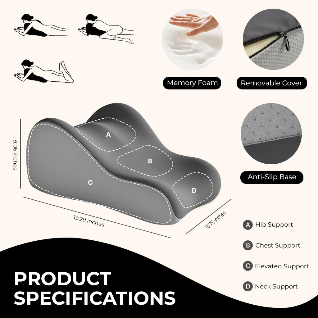 Wedge Pillow, Ergonomic Pisition Pillow for Bed and Sofa, 27° Support