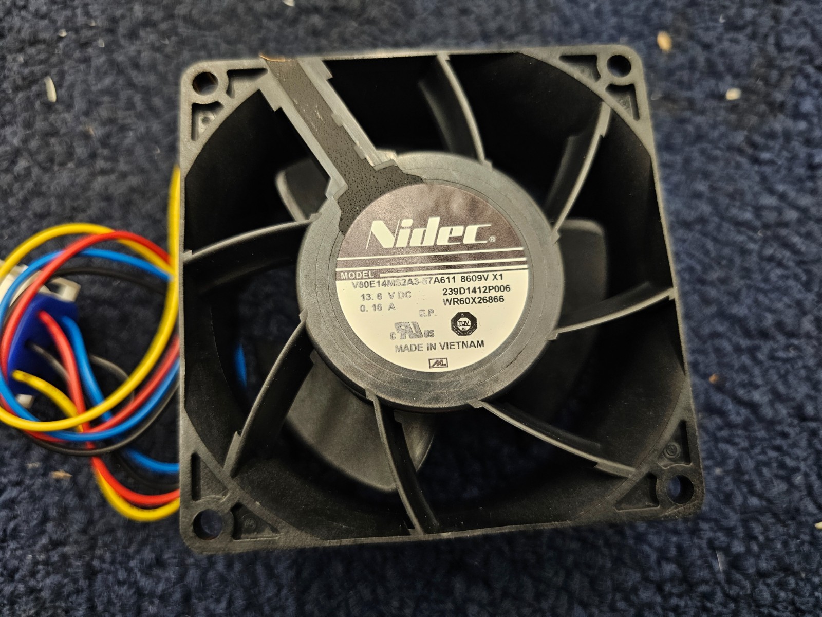 NIDEC V80E14MS2A3-57A611 Refrigerator Evaporator Fan For GE WR60X26866