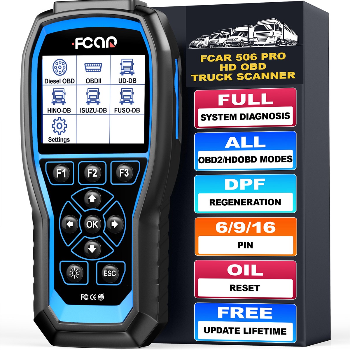 Diesel Heavy Duty Truck OBD All System Diagnostic Scanner DPF Regen Oil Reset