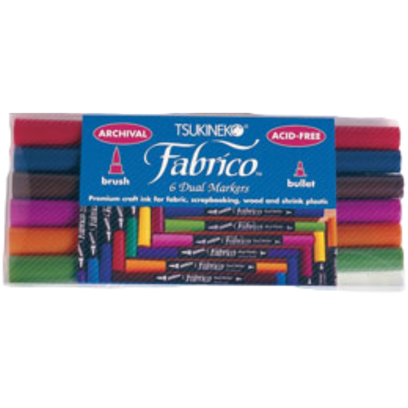 Tsukineko Fabrico Dual-Tip Markers 6 Colour Set