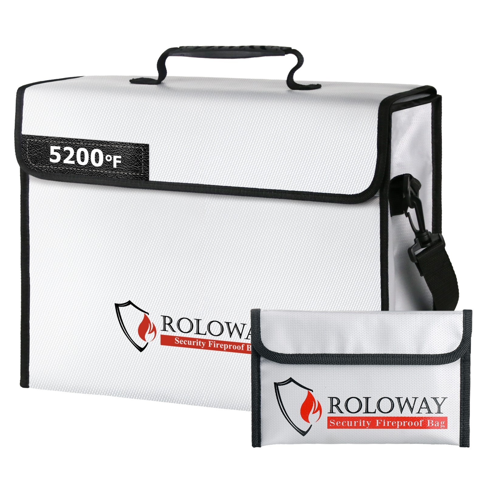 5200F Fireproof Document Bag Large Lockable Water Resistant Safe Box 15x12x5