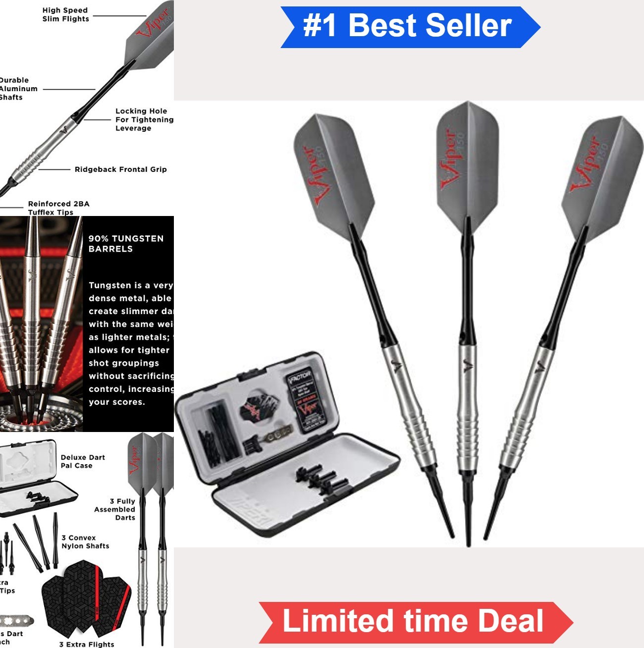 Soft Tip Darts 90% Tungsten 20g with Case Extra Tips Flights Shafts Tool