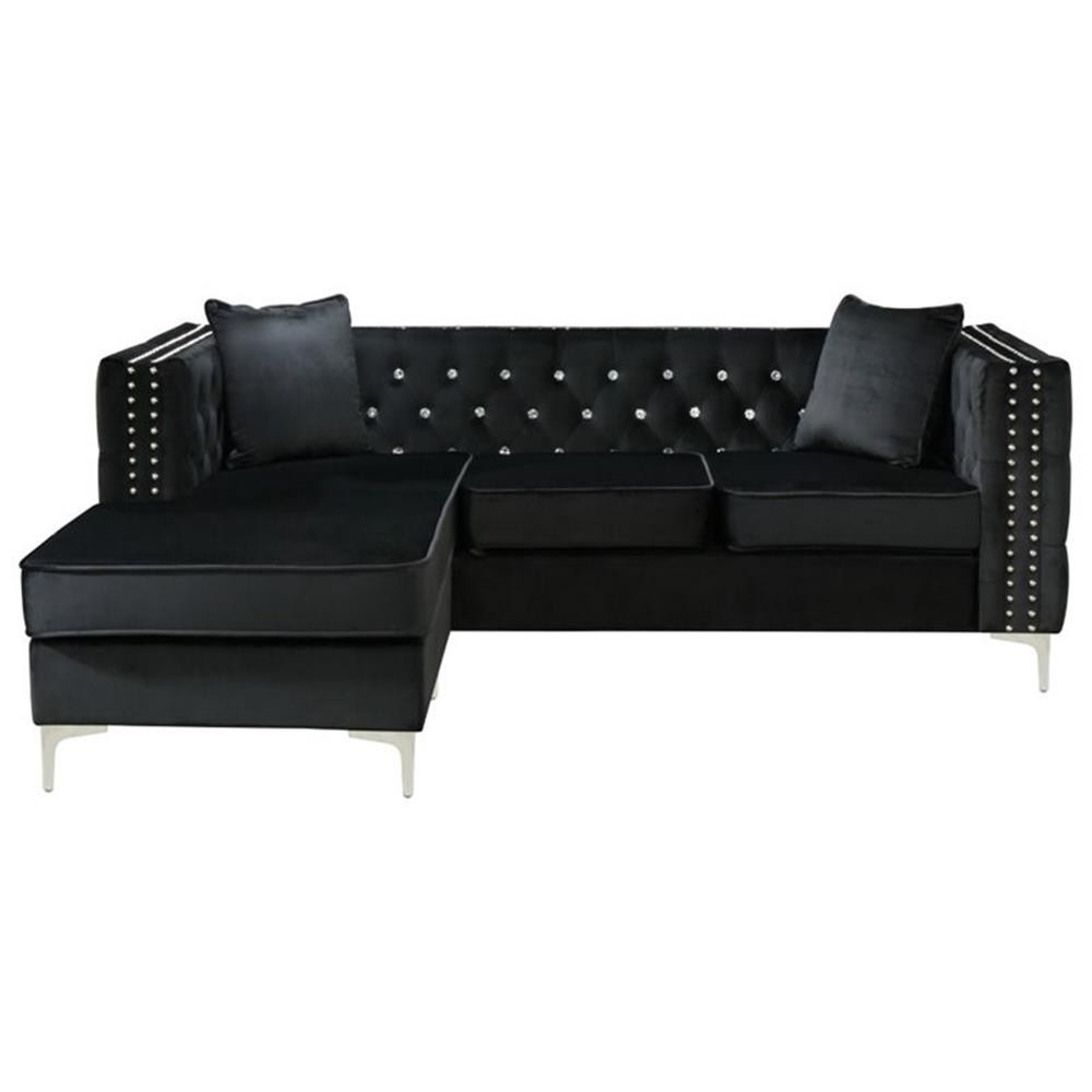 Glory Furniture Paige Velvet Sofa Chaise in Black