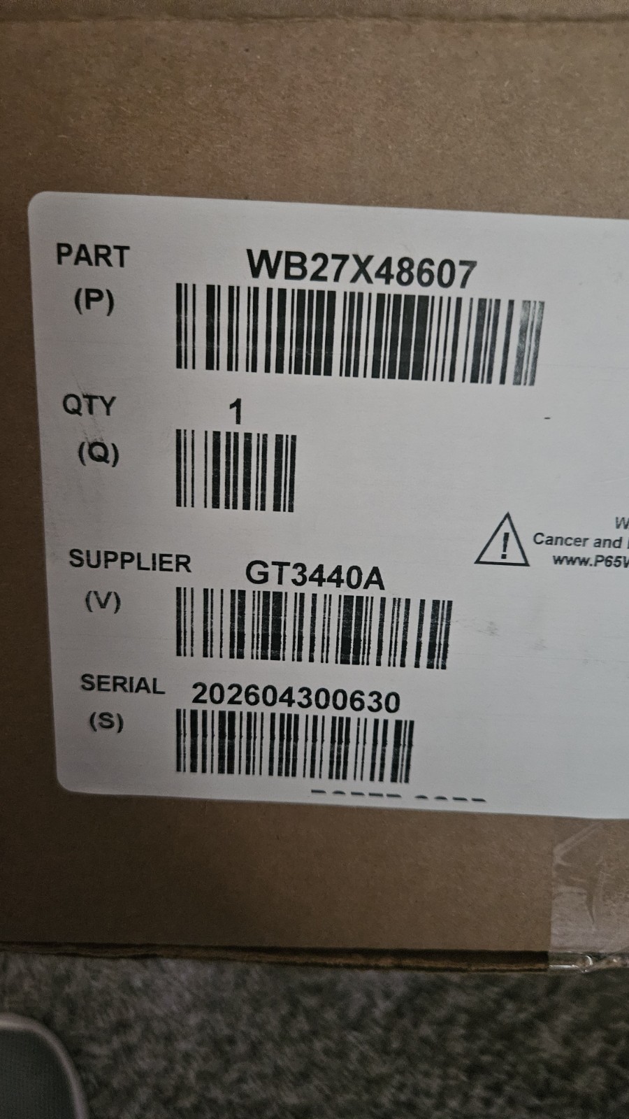 GE WB27X48607 Oven Range Control Board - Black Overlay