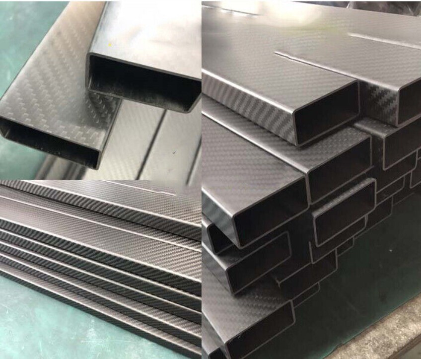 3K Plain/Twill weave Carbon Fiber Rectangle Flat tube Square Tube 2pcs 50cm