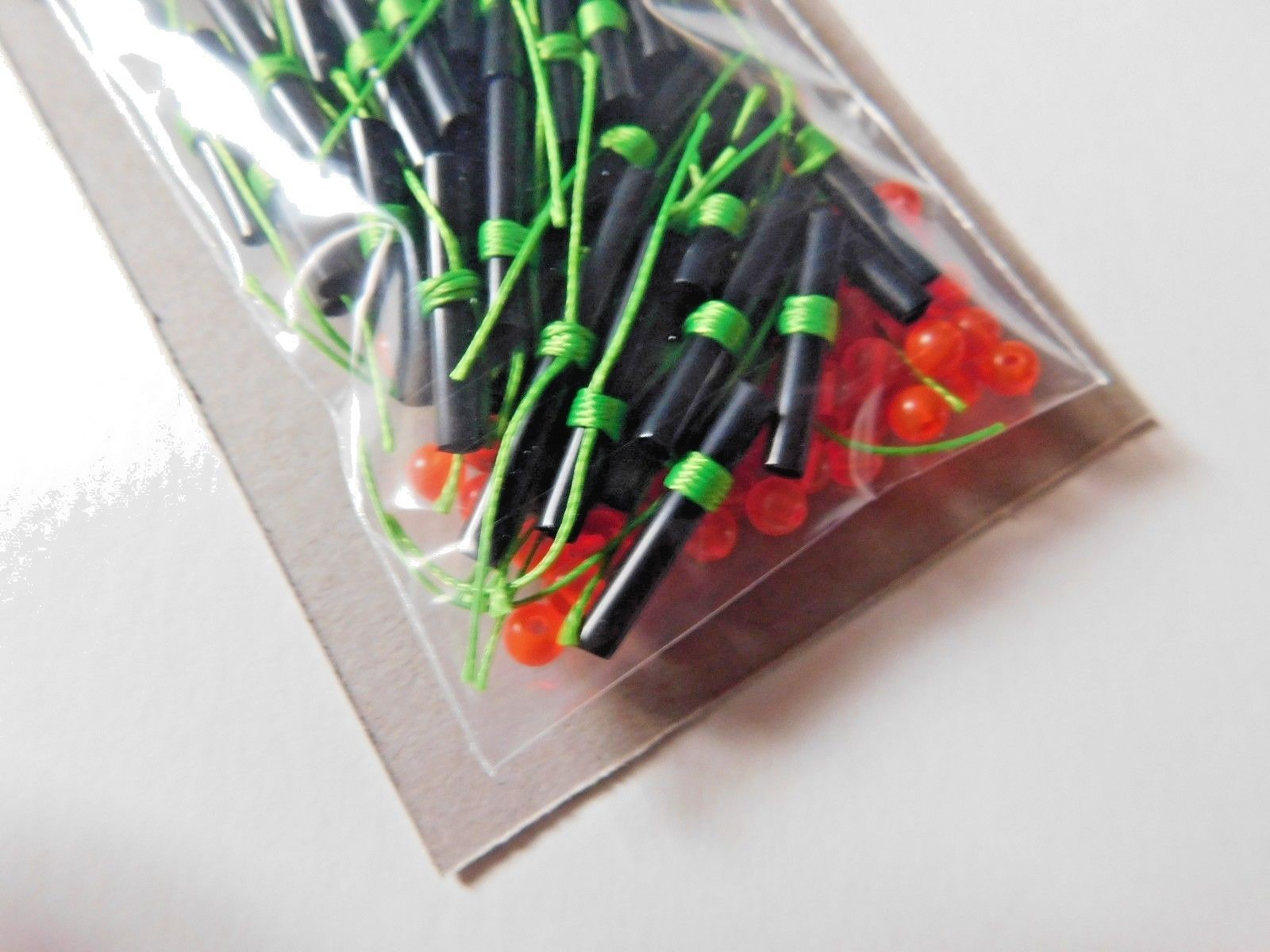 Bobber Stops 50 Pack String Slip-Knot Green with Red Beads Hand-tied in USA