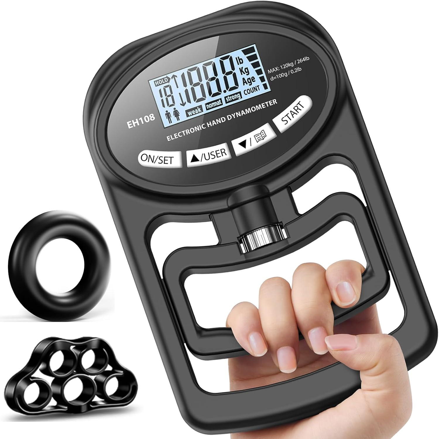 Hand Grip Strength Tester Digital Dynamometer 265LB Forearm Exerciser Tool Train