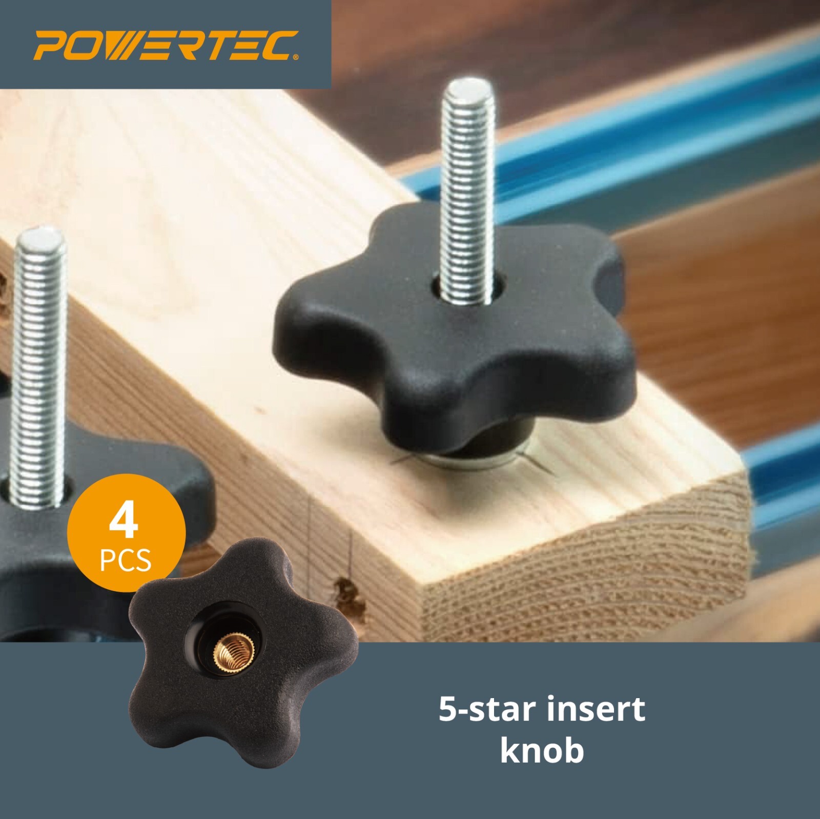 POWERTEC Jig and Fixture T-Track Hardware Kit w/Knobs and Threads, 46pcs (71174)