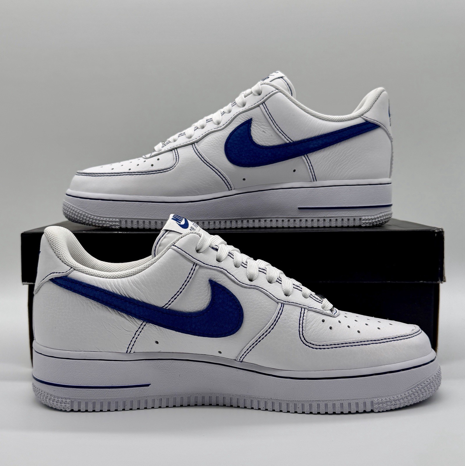 Nike Air Force 1 Low White Deep Royal Blue Sneakers HQ2037-100 Mens Size NEW