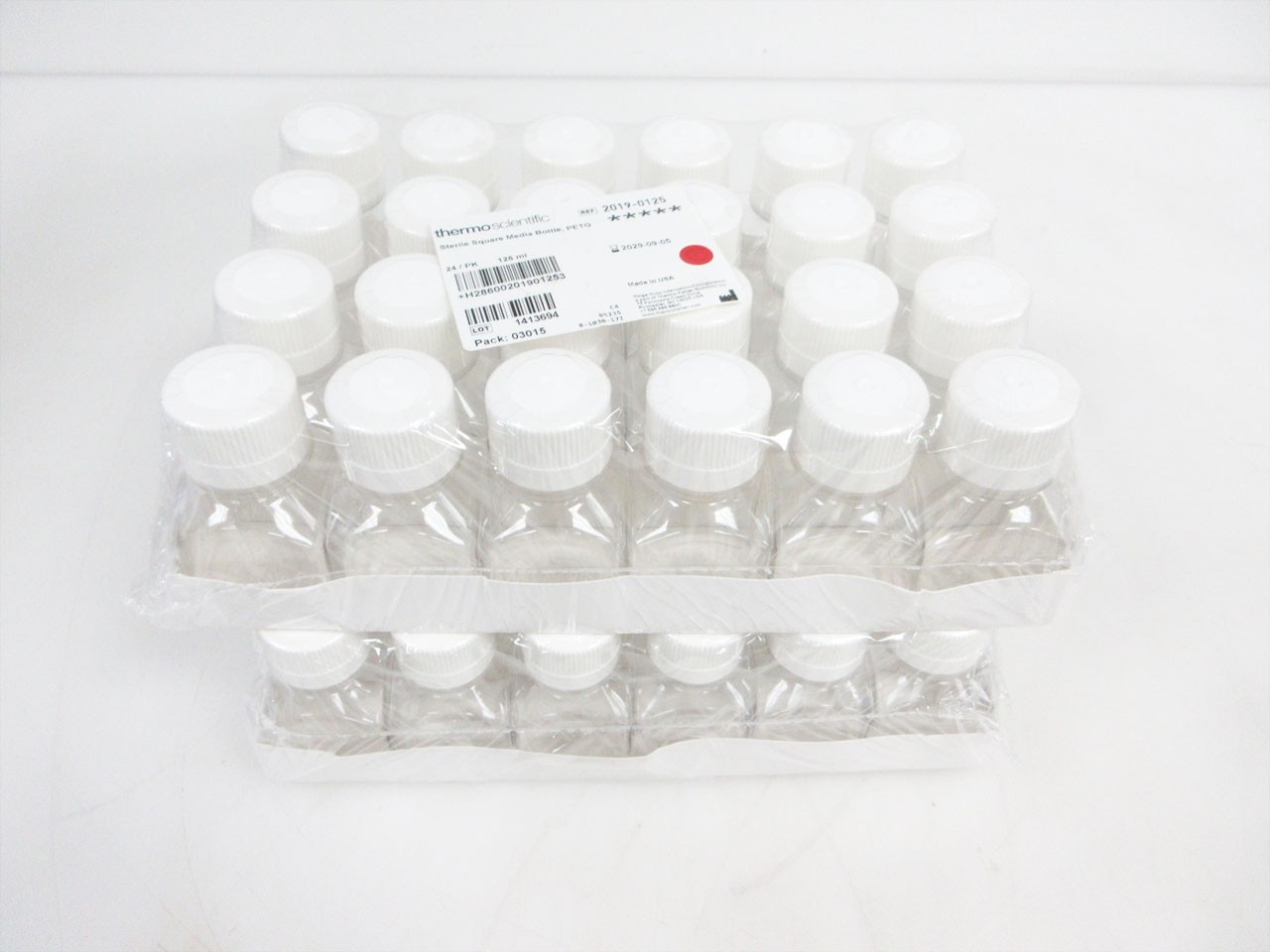 TWO PACKS (48 TOTAL) THERMO SCIENTIFIC 2019-0125 NALGENE BOTTLE 125 ML EXP 2029