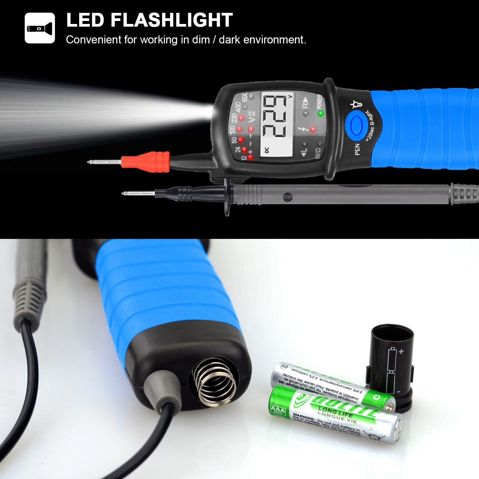 Voltage Continuity Tester 3-phase Voltage Phase Rotation 12-690V Circuit Tester
