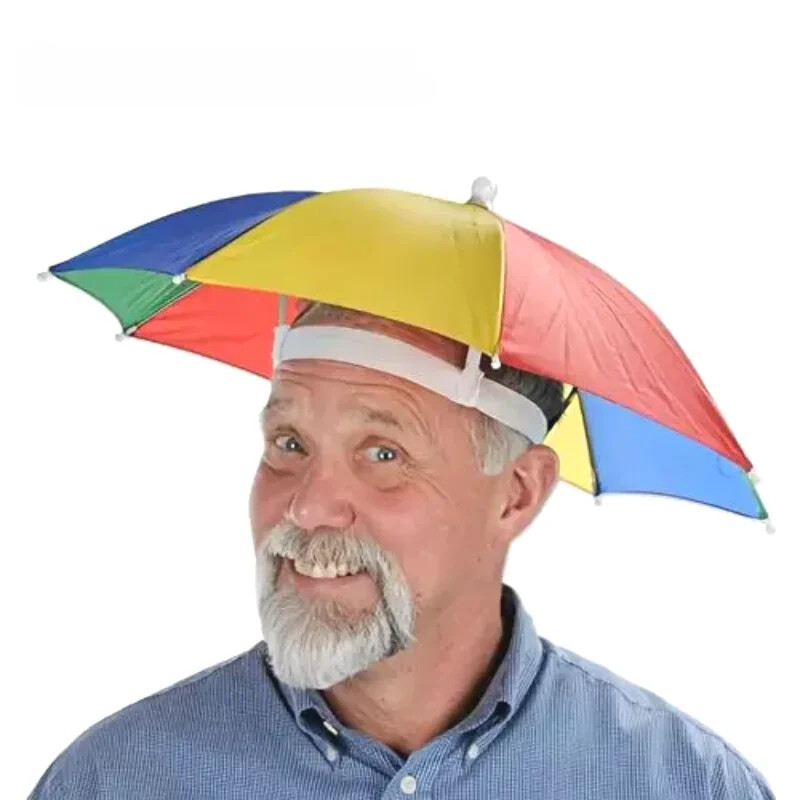 Outdoor Sun Shade Waterproof Camping Fishing Headwear Cap Portable Rain Umbrella