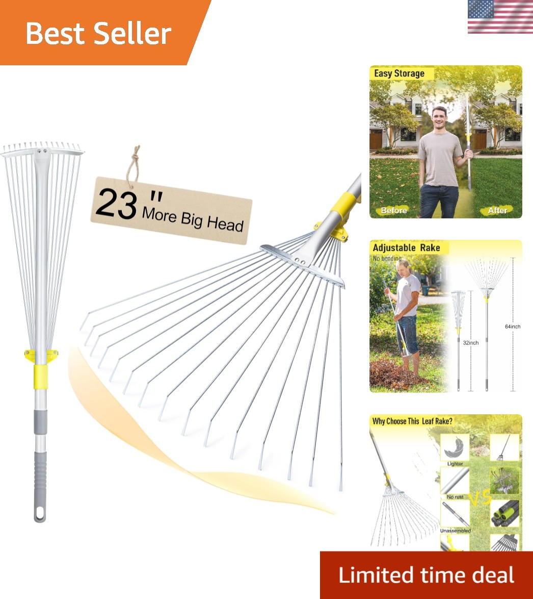 Adjustable Leaf Rake for Garden and Yard