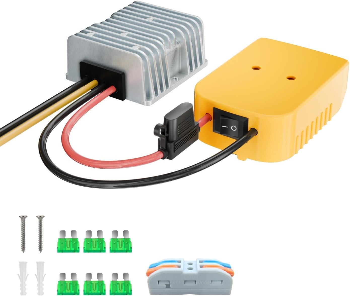 20V to 12V Step Down Converter for Dewalt Battery, With 30A Fuse and Switch