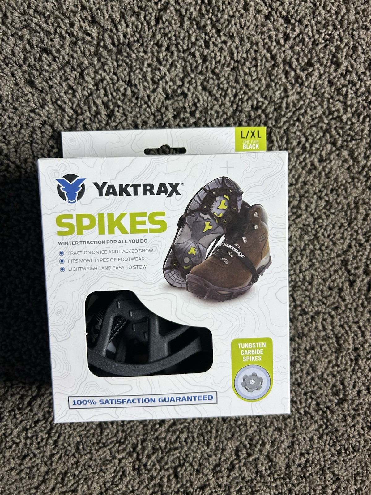 Yaktrax Spikes, Tungsten Carbide, Size L/XL