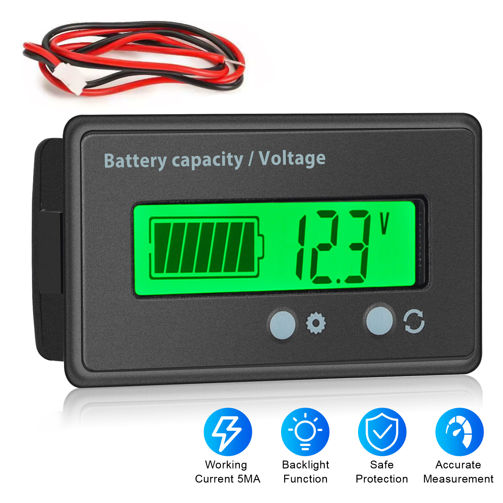 LCD Digital Display Battery Status Indicator Monitor Meter Gauge 12V/24V/36V/48V