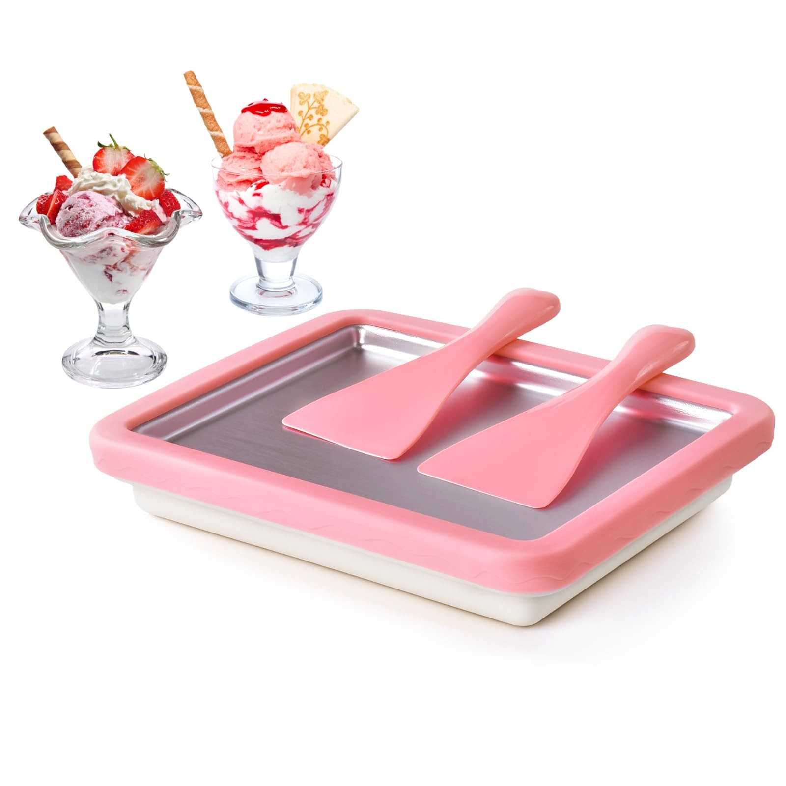 ROEDEER Rolled Ice Cream Maker, Roll Maker Pink&White, Pink&White