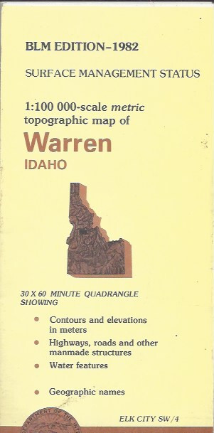 USGS 1:100,000 edition topographic map Warren Idaho