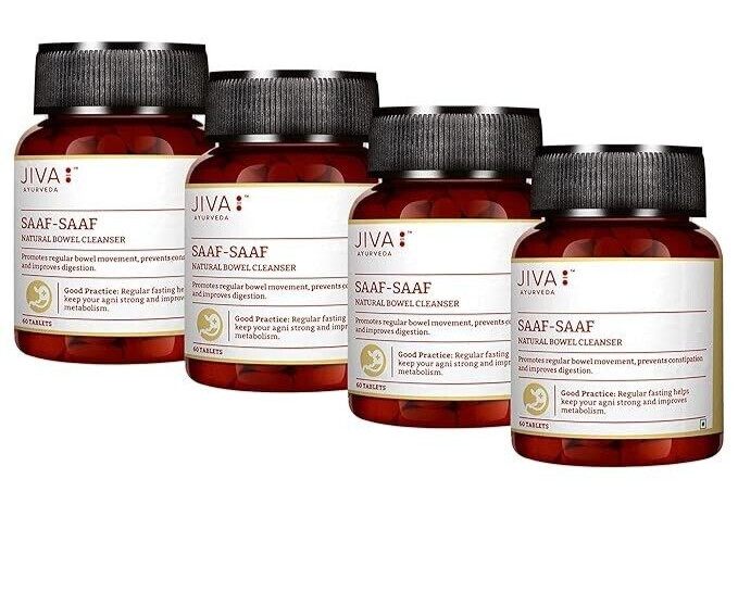 4X Jiva Ayurveda SAAF SAAF Tablets (60tab each) Natural Bowel Cleanser USPS