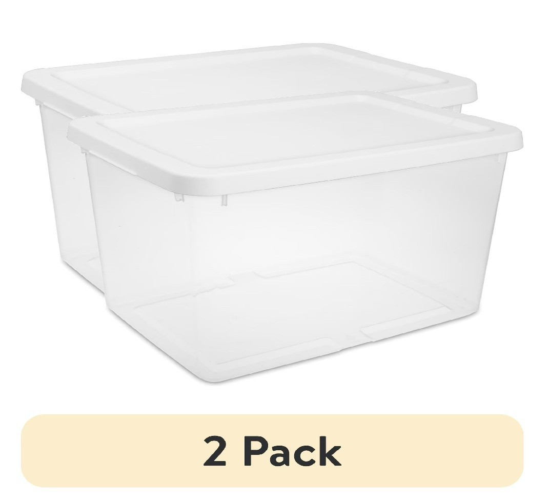 Sterilite 20 Quart Small Storage Bin Plastic Container with Snap On Lid 2pk