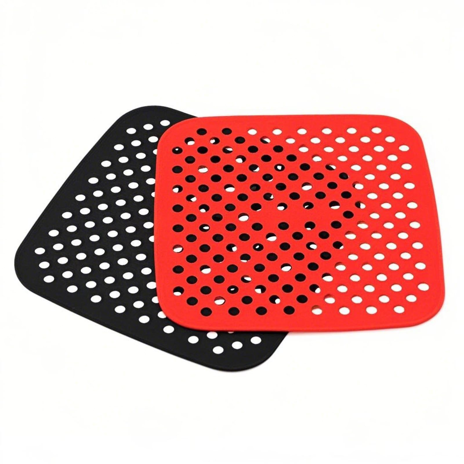Air Fryer Silicone Liners,2 Pack 8.5 Inch Reusable Large, red & black