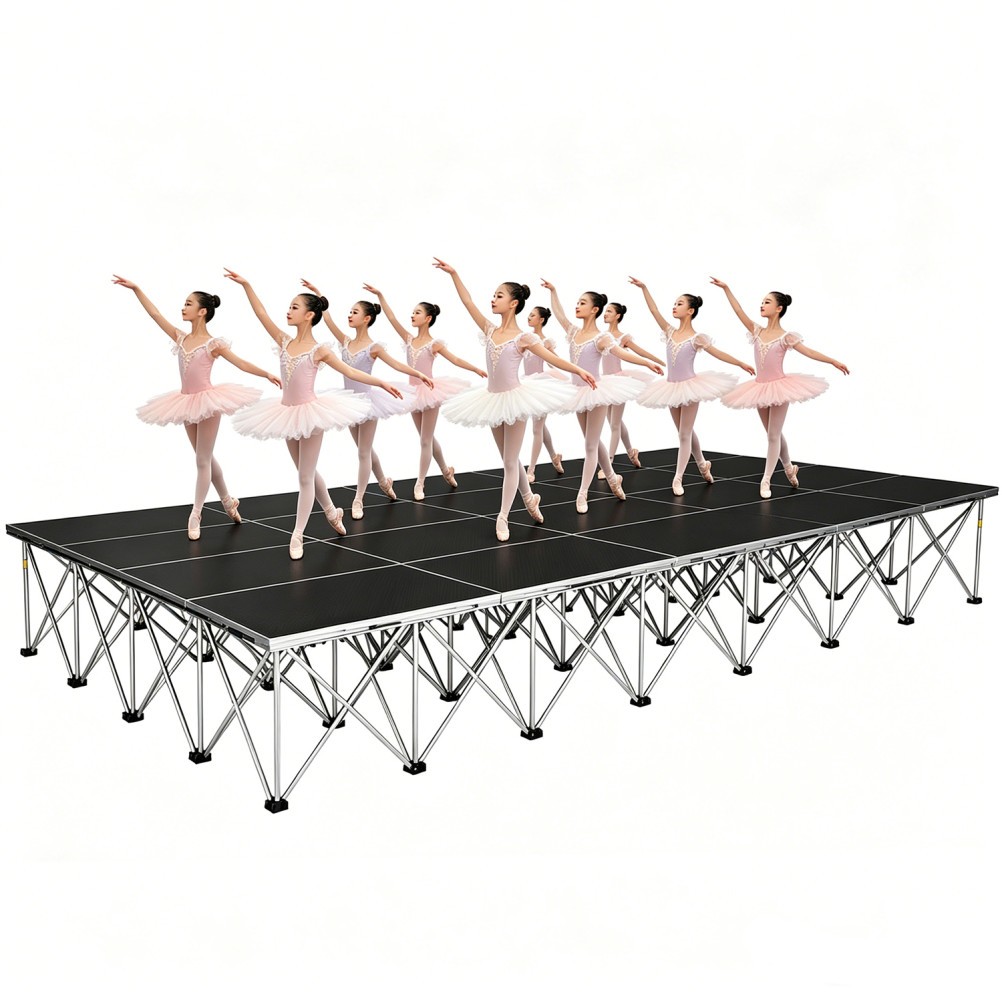4x4ft -12x16ft Folding Portable Stage Platform 16" High 16-Strut Centipede Riser