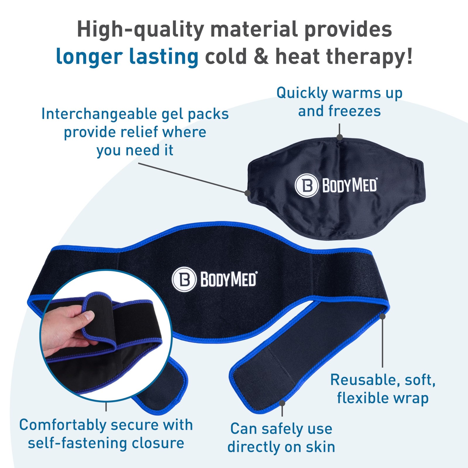 BodyMed Versatile Hot and Cold Therapy Gel Pack - 2-Pack Reusable Black