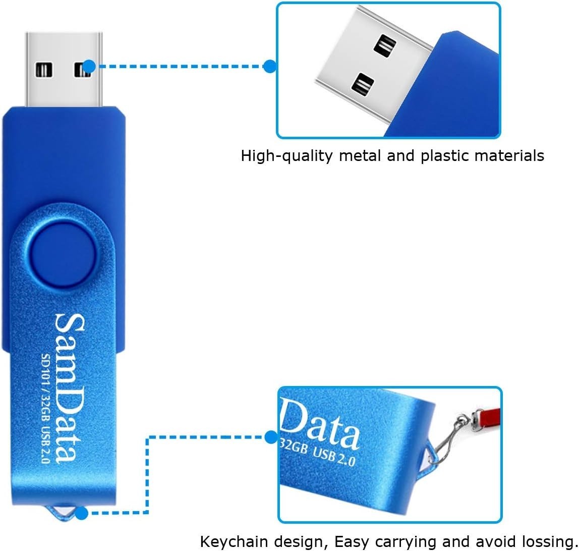 New 2 Pack USB 32GB Blue Black