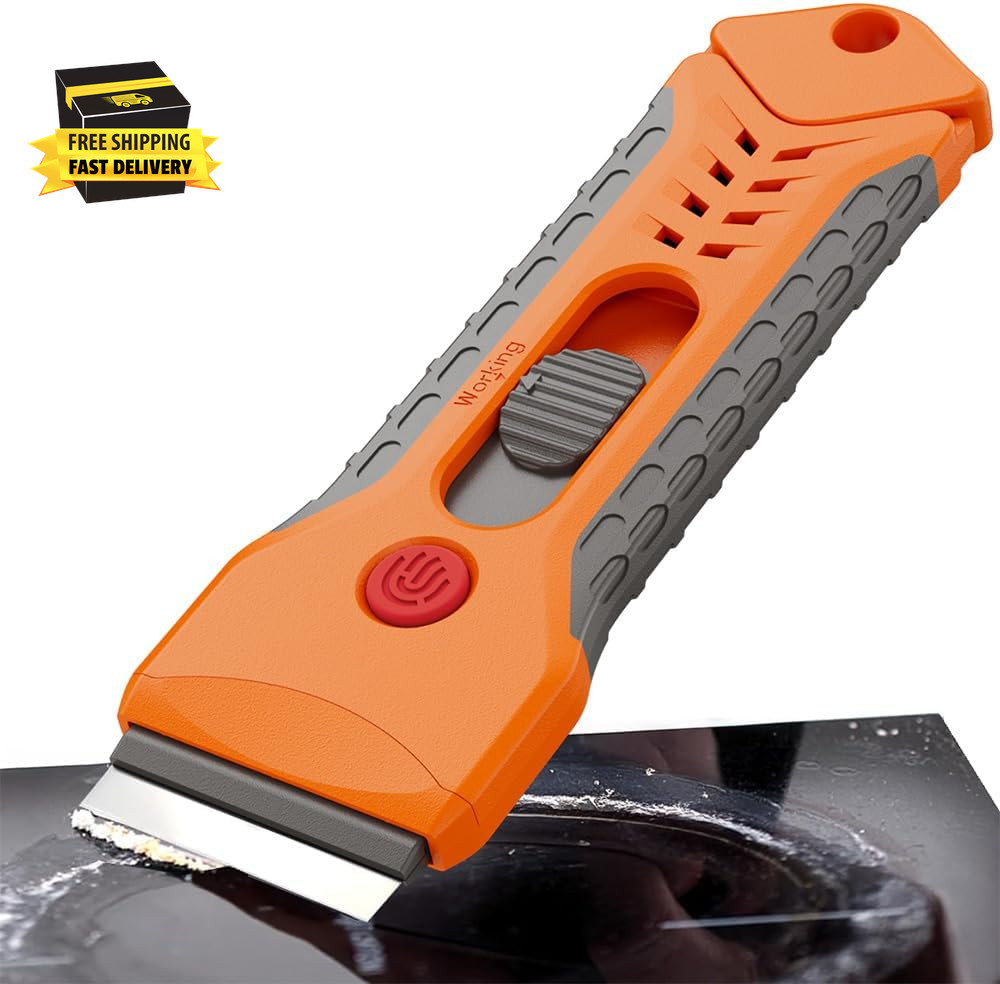 Razor Blade Scraper Tool for Cleaning with 15 Pcs Extra Blades, Multi-Surface No