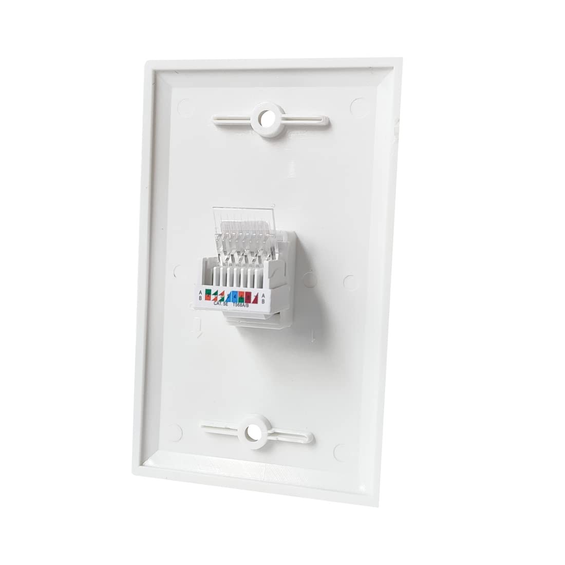 BOPLAT 1 Port Tooless Cat5e Ethernet Punch Down Wall Plate Wire to Female - C...
