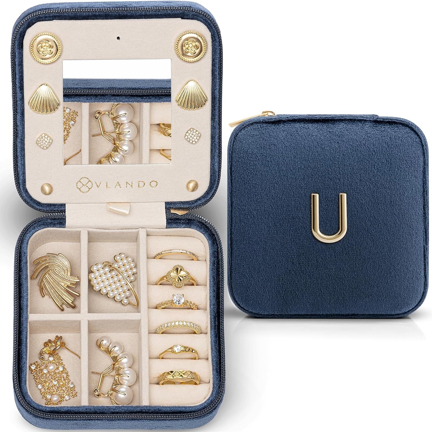 Vlando Mom Gifts for Women, Travel Jewelry Case Mother U, Dark Blue