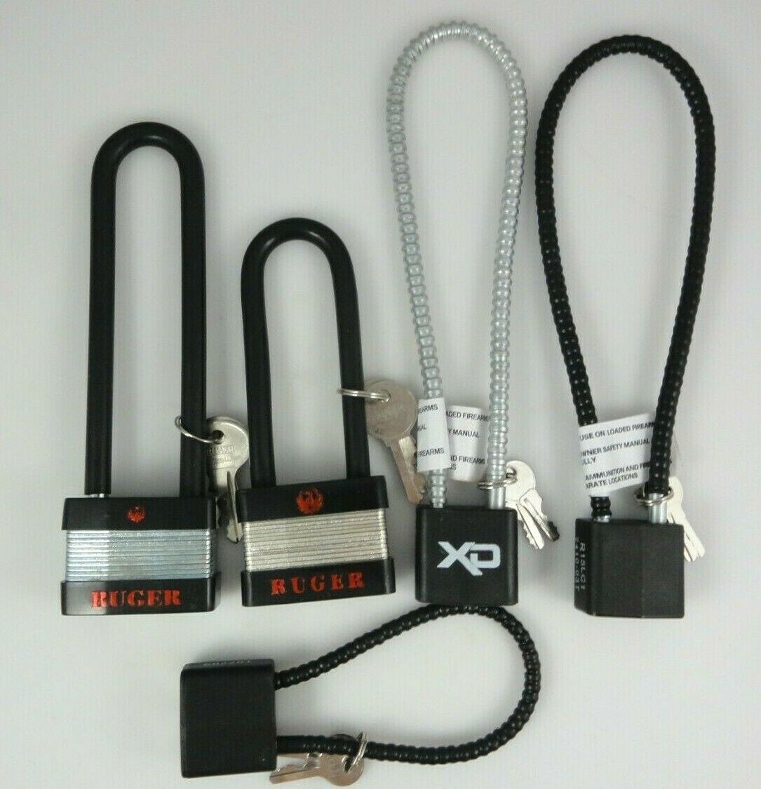 Lot Of 5 Firearm Gun Lock Padlock With Keys Rugger , XD And Other