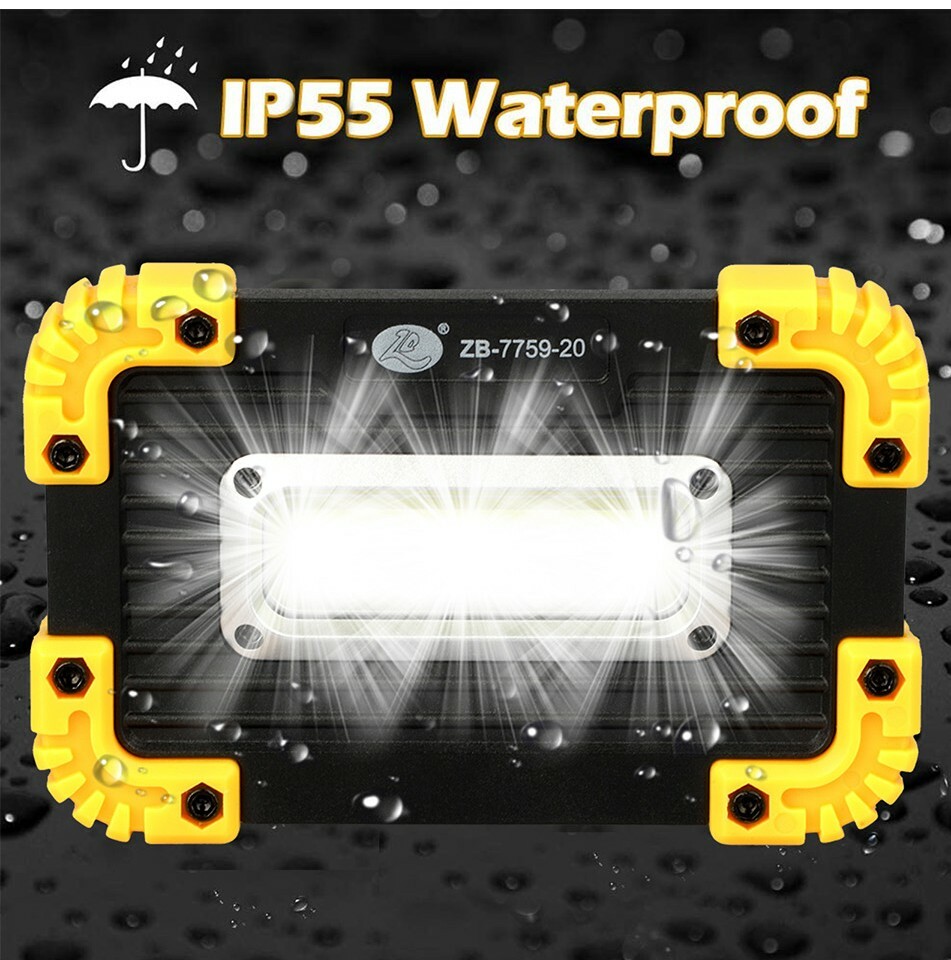 LED COB Work Light USB Rechargeable Spotlight Floodlight Camping Emergency Torch