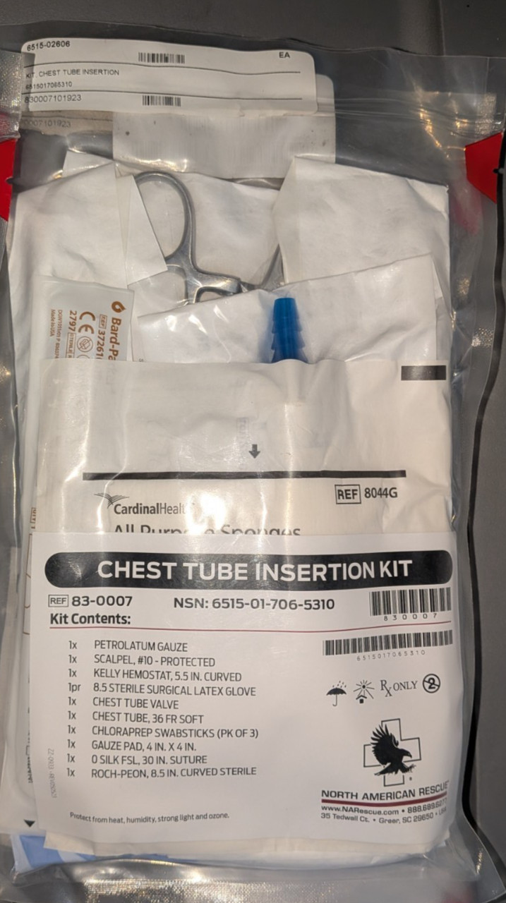 North American Rescue Chest Tube Insertion Kit 83-0007 6515-01-706-5310 Exp 1/25