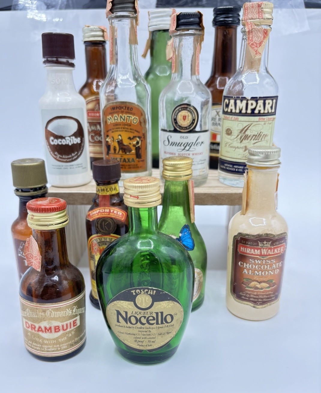Vintage Mini Liquor Bottle Collection Mid Century Bar Display Lot of 13 EMPTY