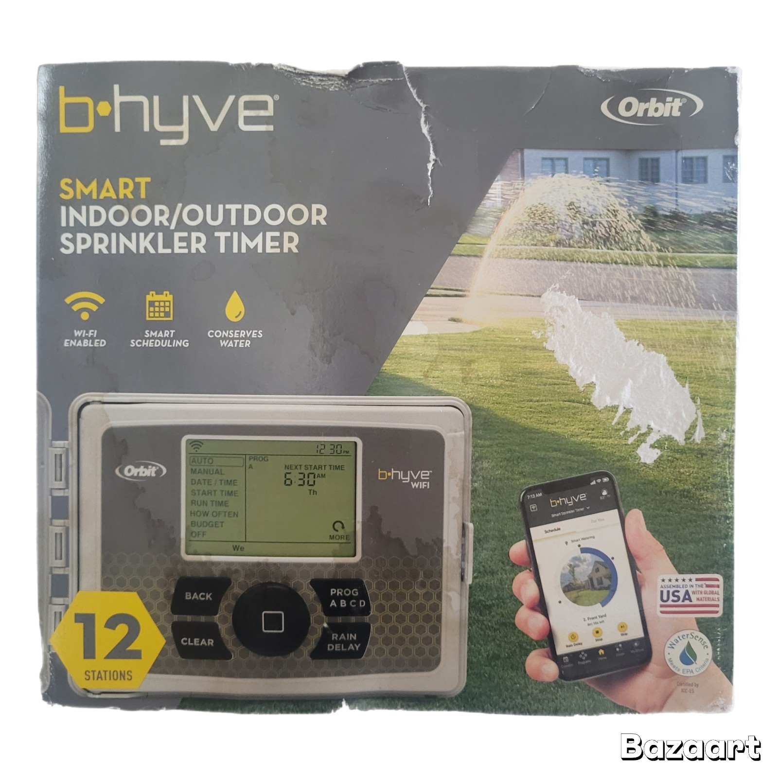 Orbit B-hyve 57950 Smart WiFi 12 Station Sprinkler Sys Controller (Box Got Wet)
