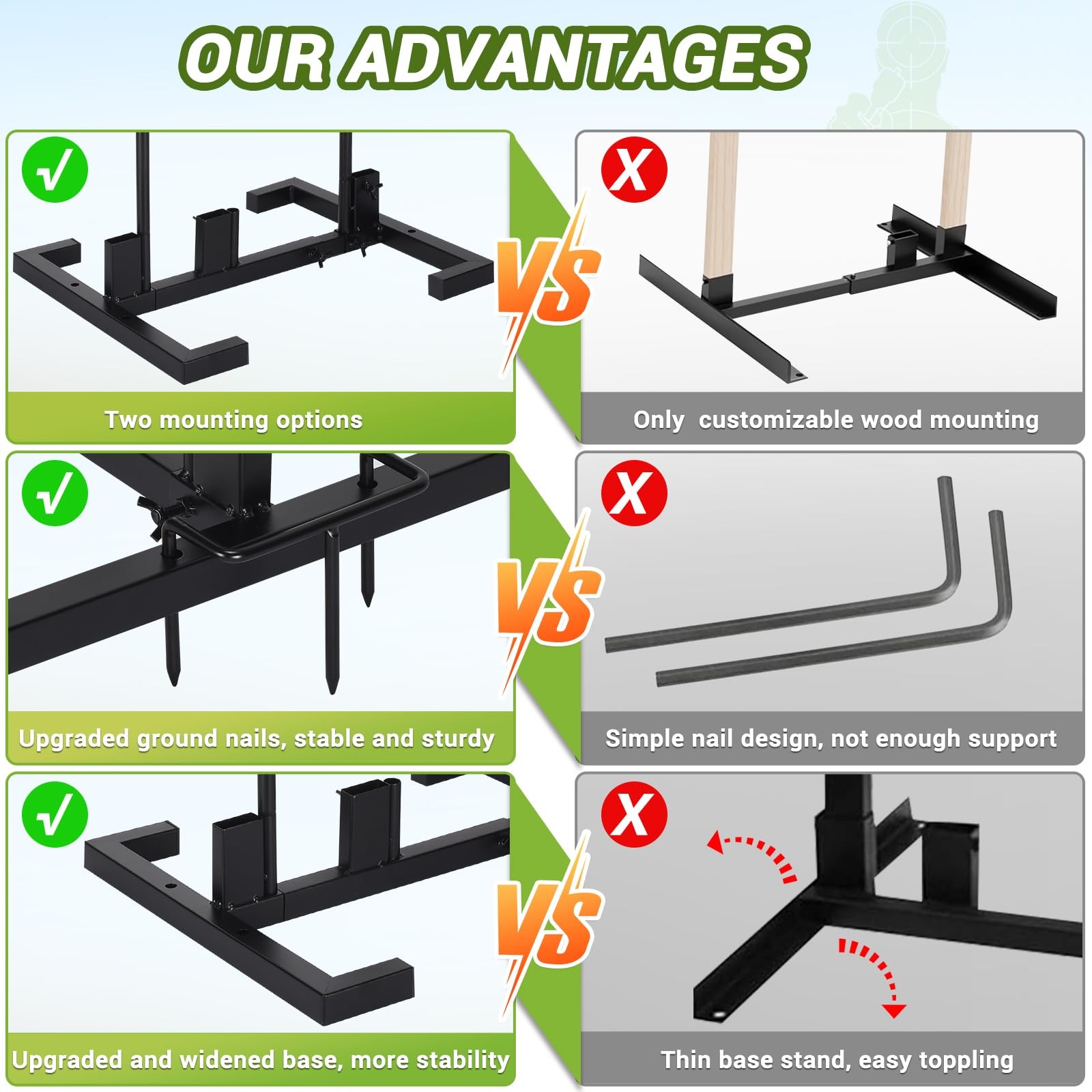 Shooting Target Stand Set, Adjustable with 10pcs Black