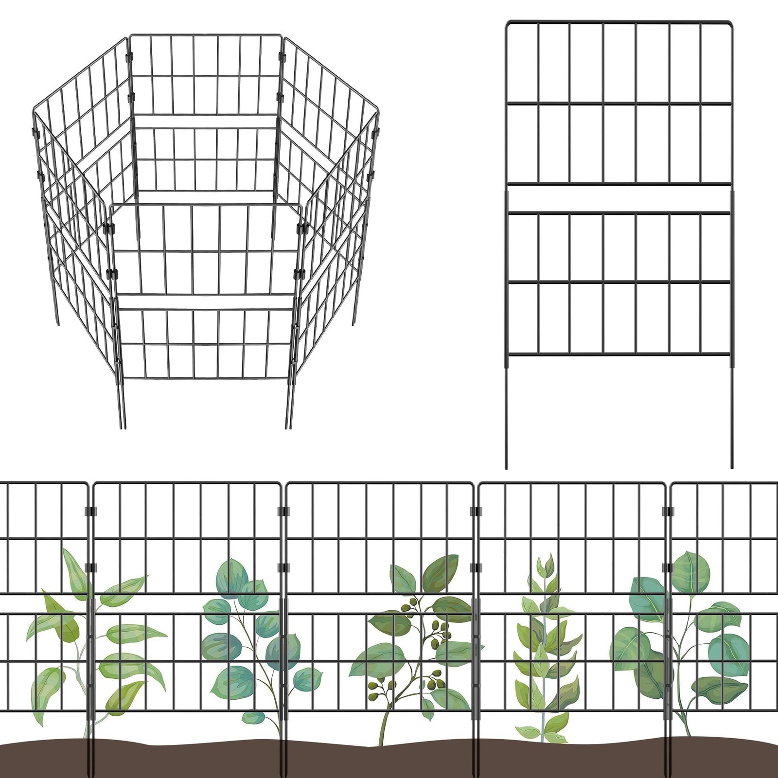 31.5 Inch(H) X 20 Ft(L) Tall Decorative Garden Fence 14 Pack Fencing Panels, ...
