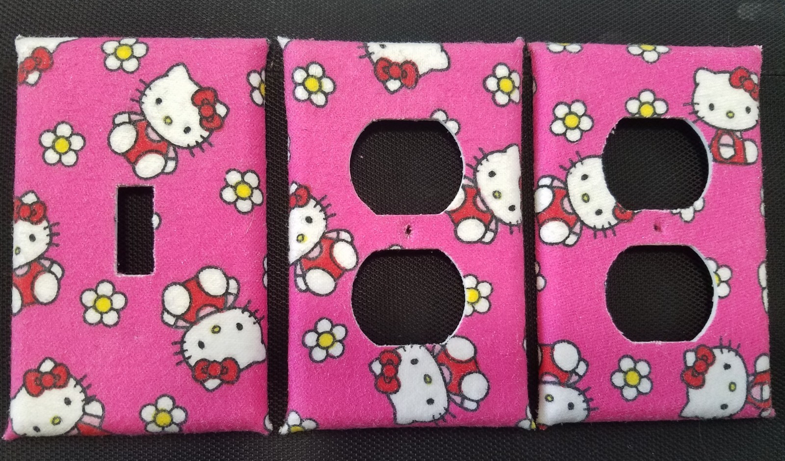 HELLO KITTY LIGHT SWITCH COVER AND OUTLET PLATES, ADORABLE! -FREE SHIPPING