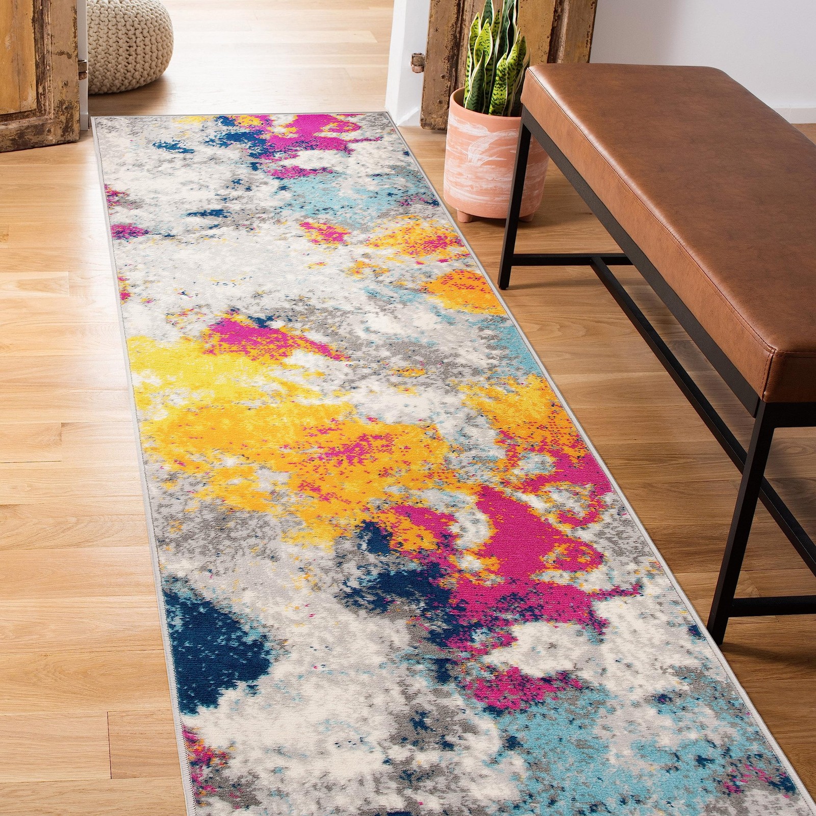 Sky Collection Modern Abstract Runner Rug 2' x 10' Multi